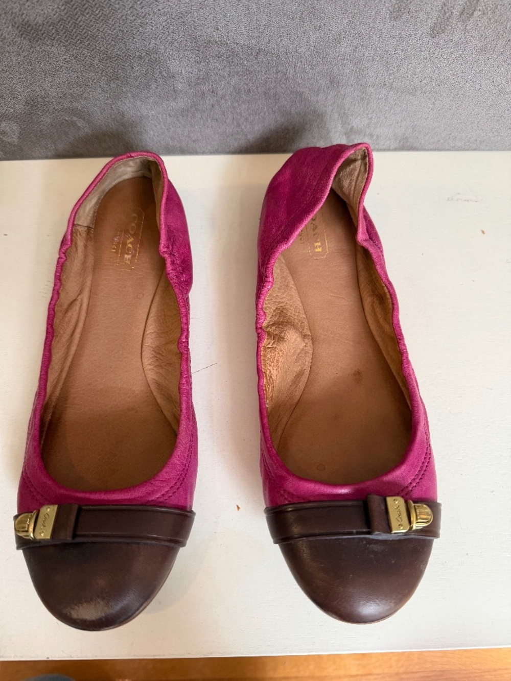 Coach Delphine Flats size 8.5 pink/brown